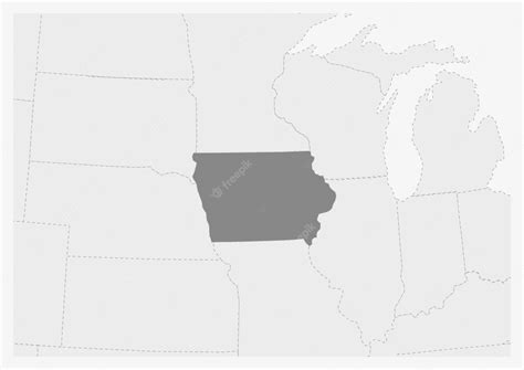 Premium Vector Map Of Usa With Highlighted Iowa State Map