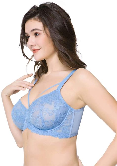 Dark Blue Strappy Lace Underwire Bra By Hsia