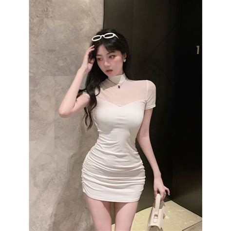 Cute Korean Sexy Summer Mini Black Simple Elegant Lace Dress For Woman