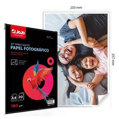 Papel Fotográfico Matte Fosco A4 180g 20 Folhas 1 Pacote Jojo