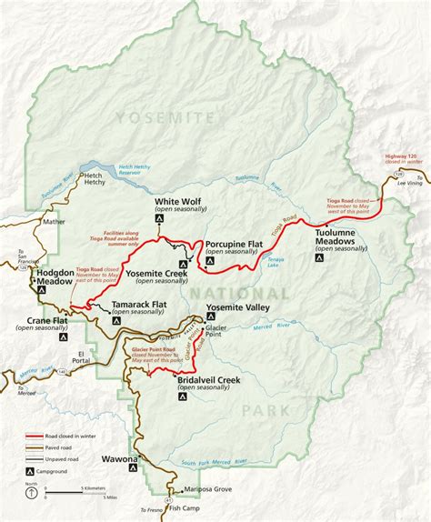 Winter Road Closures - Yosemite National Park (U.s. National Park ...