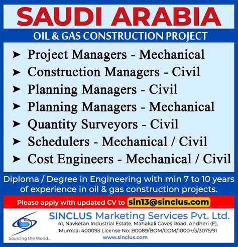 REQUIRED FOR OIL GAS CONSTRUCTION PROJECT IN SAUDI ARABIA Gulf Job