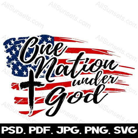 Religious Patriotic Clipart One Nation Under God American Flag PNG SVG