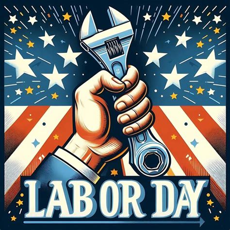 Labor Day Hand Holding Wrench Premium Ai Generated Image