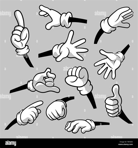 Cartoon hands with gloves icon set isolated. Vector clipart - parts of ...