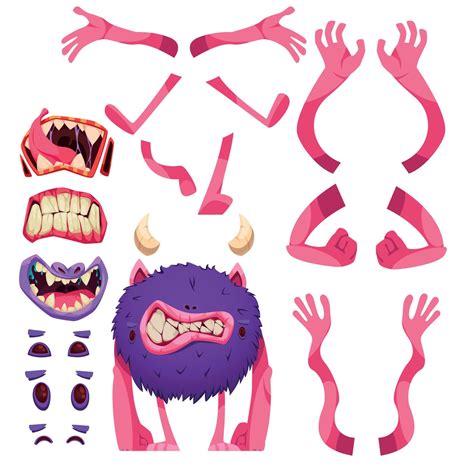 Monster Constructor Cartoon Set Vector Art At Vecteezy