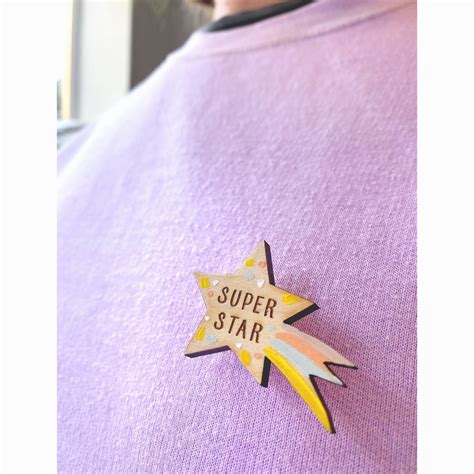 Superstar Pin Badge Handpainted Wooden Pin Badge Etsy UK