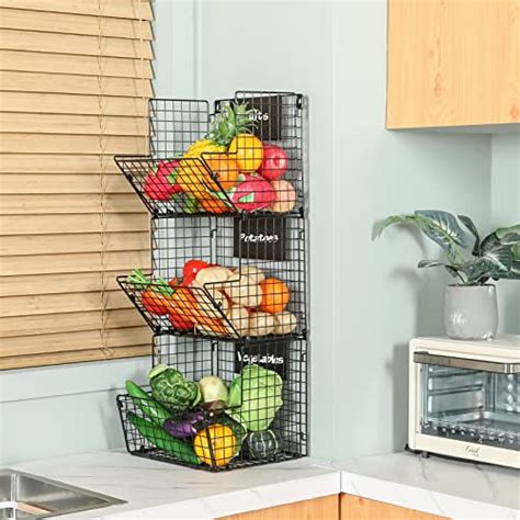 X Cosrack Tier Rolling Metal Wire Baskets Wall Storage Basket