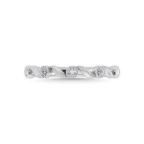 10k White Gold Diamond 1 10 Ct Tw Stackable Ring Unclaimed Diamonds