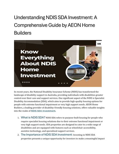 PPT Understanding NDIS SDA Investment A Comprehensive Guide By AEON