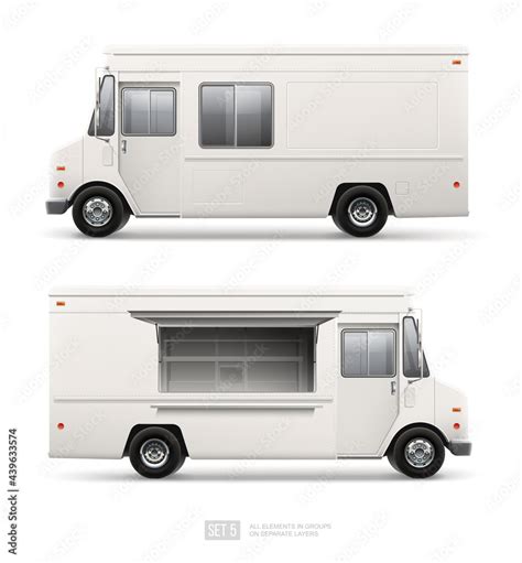 White Food Truck Vector Template For Mock Up Brand Identity Realistic