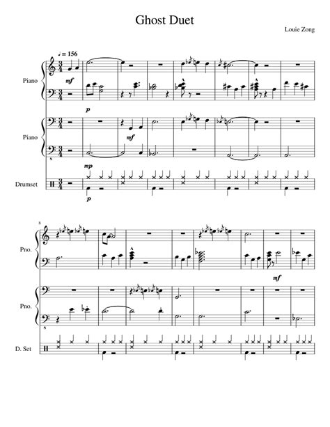 Ghost Duet Sheet Music For Piano Drum Group Mixed Trio