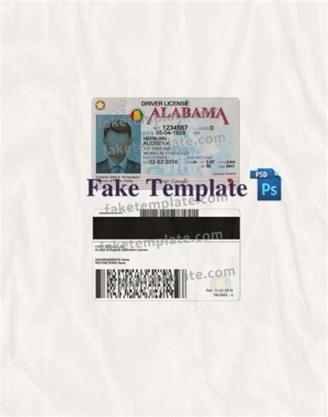 Alabama Driver License Template V1 - Fake Template