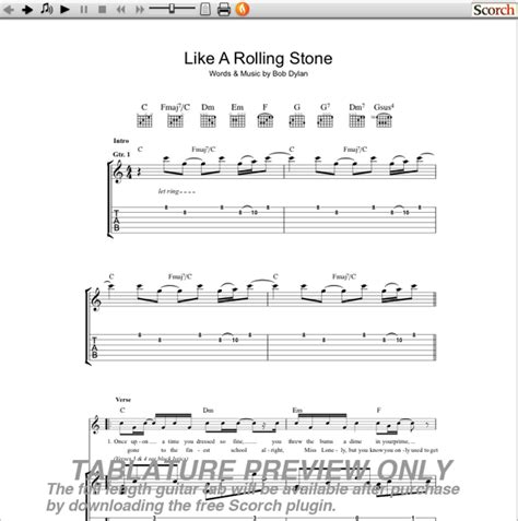 Jimi Hendrix Like a Rolling Stone Guitar Tab | GuitarInternational.com