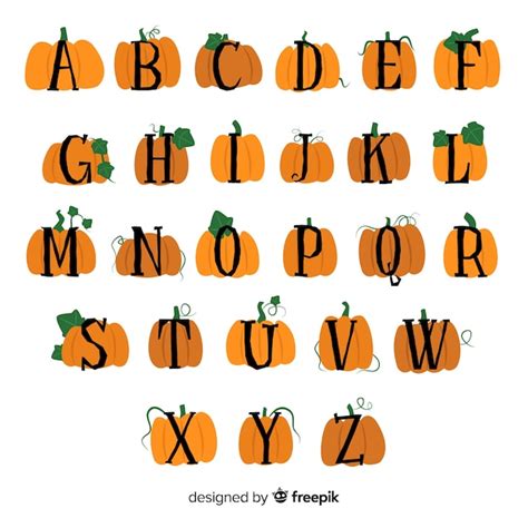 Alfabeto De Calabaza De Halloween Vector Gratis