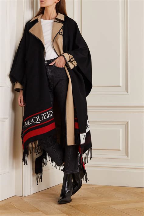 Alexander Mcqueen Oversized Fringed Wool And Cashmere Blend Jacquard