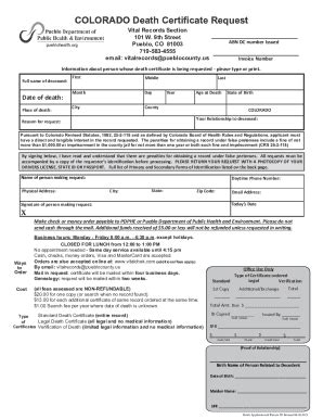 Fillable Online County Pueblo Order Certificate Now Fax Email Print