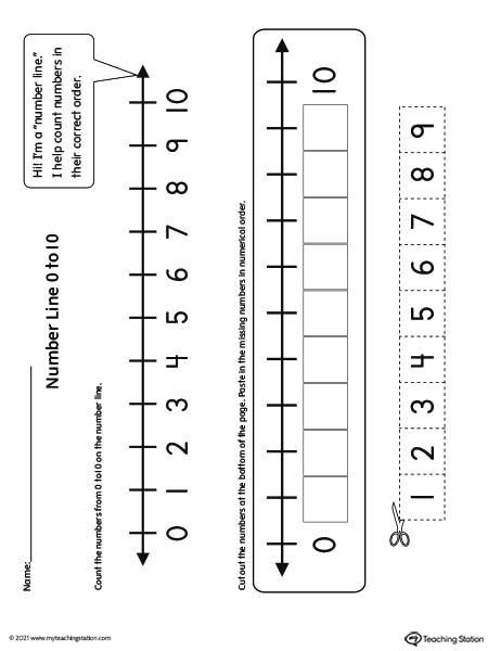 Number Line 0-10 Printable Activity for Preschoolers