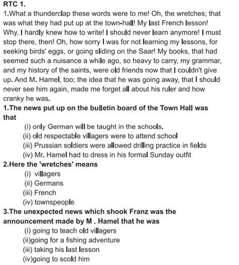 The Last Lesson Summary Class Xiith English Explanation Notes And