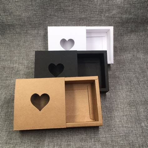 Acheter Pas Cher Bo Te Tiroirs Kraft Avec Fen Tre De Coeur En Pvc