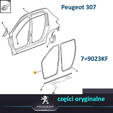 uszczelka drzwi Peugeot 307 tylna lewa prawa oryginał Peugeot