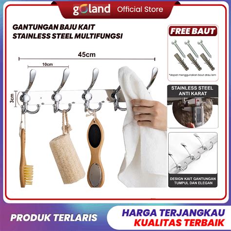 Jual Goland Gantungan Baju Dinding Tempel Besi Stainless Steel Kuat 5