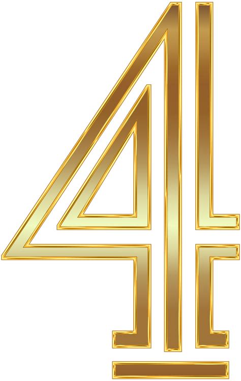 Number Four Gold PNG Clip Art Image | Gallery Yopriceville - High ...