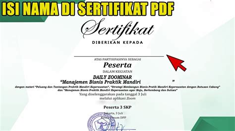 Cara Mengisi Nama Pada Sertifikat Atau Piagam Format Pdf Youtube