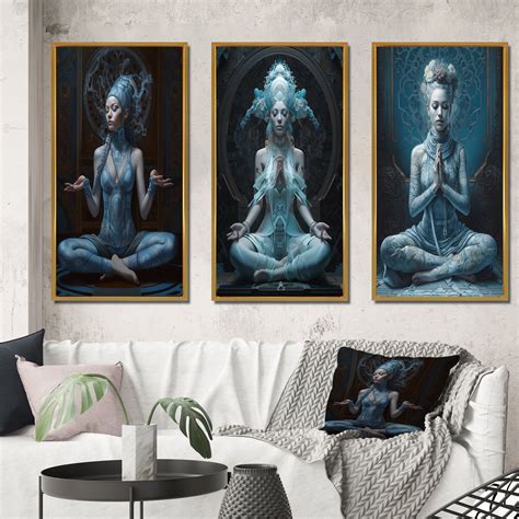 Designart Blue Goddess Meditation Spiritual Serenity IV Yoga Framed