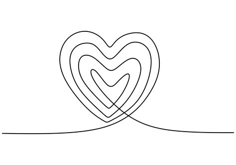 Continuous Line Drawing Of Love Heart Sign One Hand Drawn Minimalism