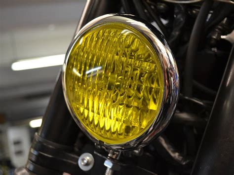 Phare Avant Chopper Style Bates Chrome Jaune Choppershop