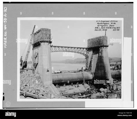 October 1935 Photograph Dam Piers U S Army Engineer District Office Huntington Wv