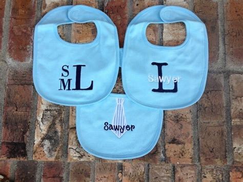 Monogrammed Bib Set Monogrammed Boy Bibs By Busybowsbymandy