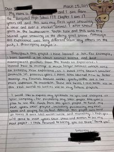 12 Ffa Ideas Ffa Thank You Letter Showing Livestock