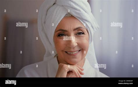 Cheerful Female Close Up Happy 50s Middle Aged Lady 60s Mature Woman