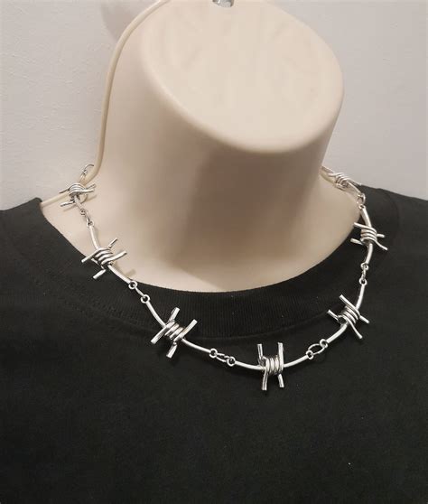 Steel Chunky Chain Barbed Wire Chain Barb Wire Necklace Barb Wire