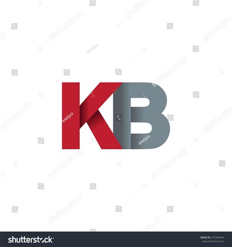 Initial Letters Kb Overlapping Fold Logo Red Royalty Free Stock