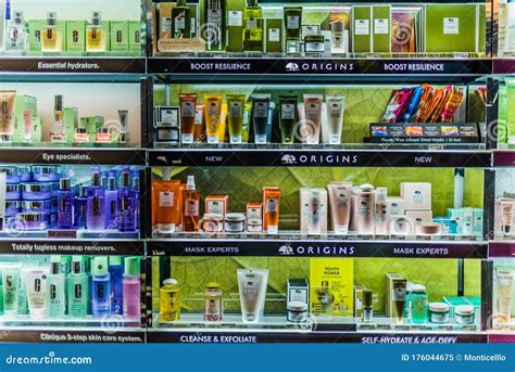 Cosmetics And Skincare Products On A Store Shelf In Sephora Shop