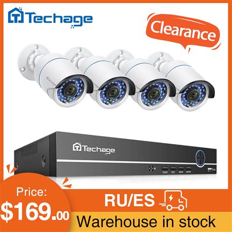 Techage Ch P Poe Nvr Camera Kit Mp Security Camera System Ir