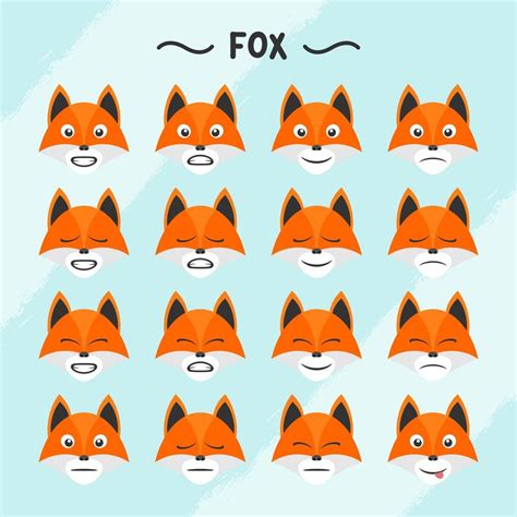 Collection of fox facial expressions in flat design style 20437135 ...