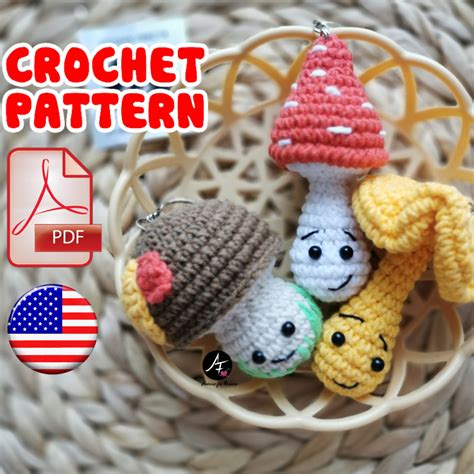 Mushroom Keychain Crochet Patterns Magic Mushroom Plush Pattern Kawaii