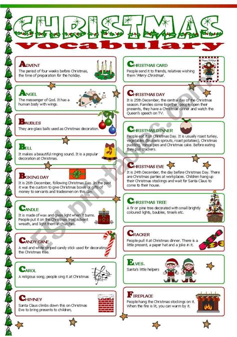 Christmas vocabulary - ESL worksheet by Tecus