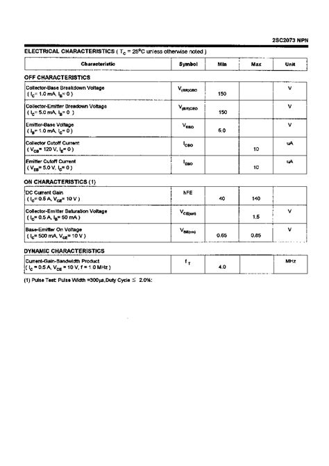 2SC2073 datasheet(2/3 Pages) MOSPEC | POWER TRANSISTORS(1.5A,150V,25W)