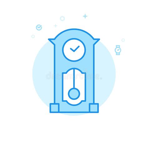 Grandfather Clock Flat Vector Icon Symbol Pictogram Sign Light Blue