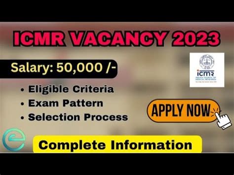 Icmr Permanent Govt Vacancy Freshers Eligible Assistant Professor