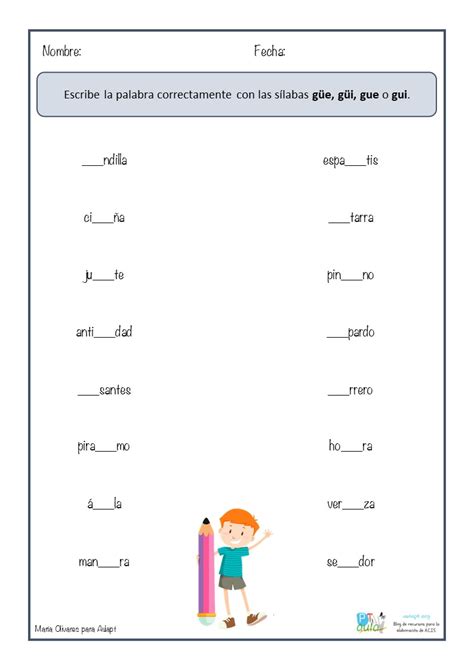 Ortografía Palabras Con Güe Güi Gue Y Gui Aula Pt