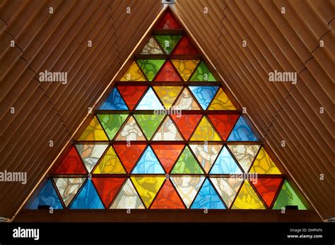 Stained Glass Window At The Cardboard Cathedral Designed By Shigeru Ban Christchurch