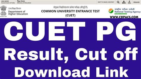 Cuet Pg Result 2022 रिजल्ट लिंक Scorecard Cut Off