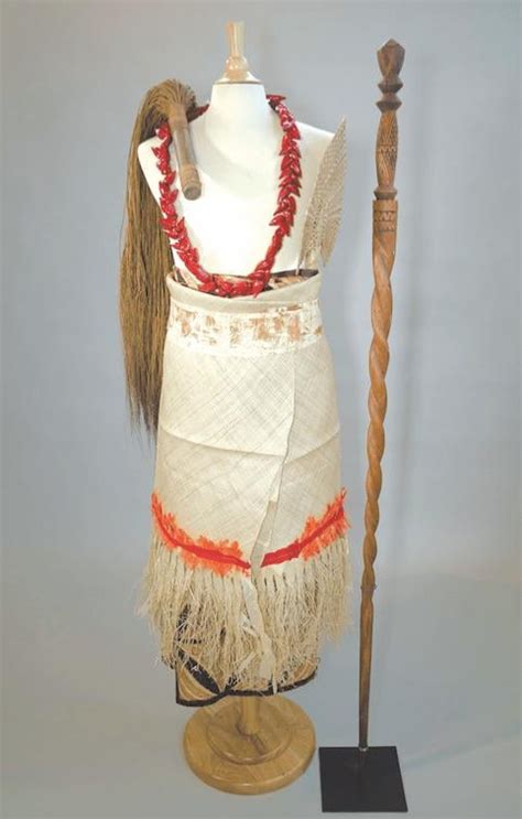 A Tulafale Or Samoan Orator Chiefs Garment Staff And Fue Ceremonial