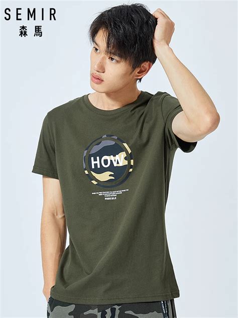 Semir Short Sleeve T Shirt Men Summer Trend Korean Print Bottoming